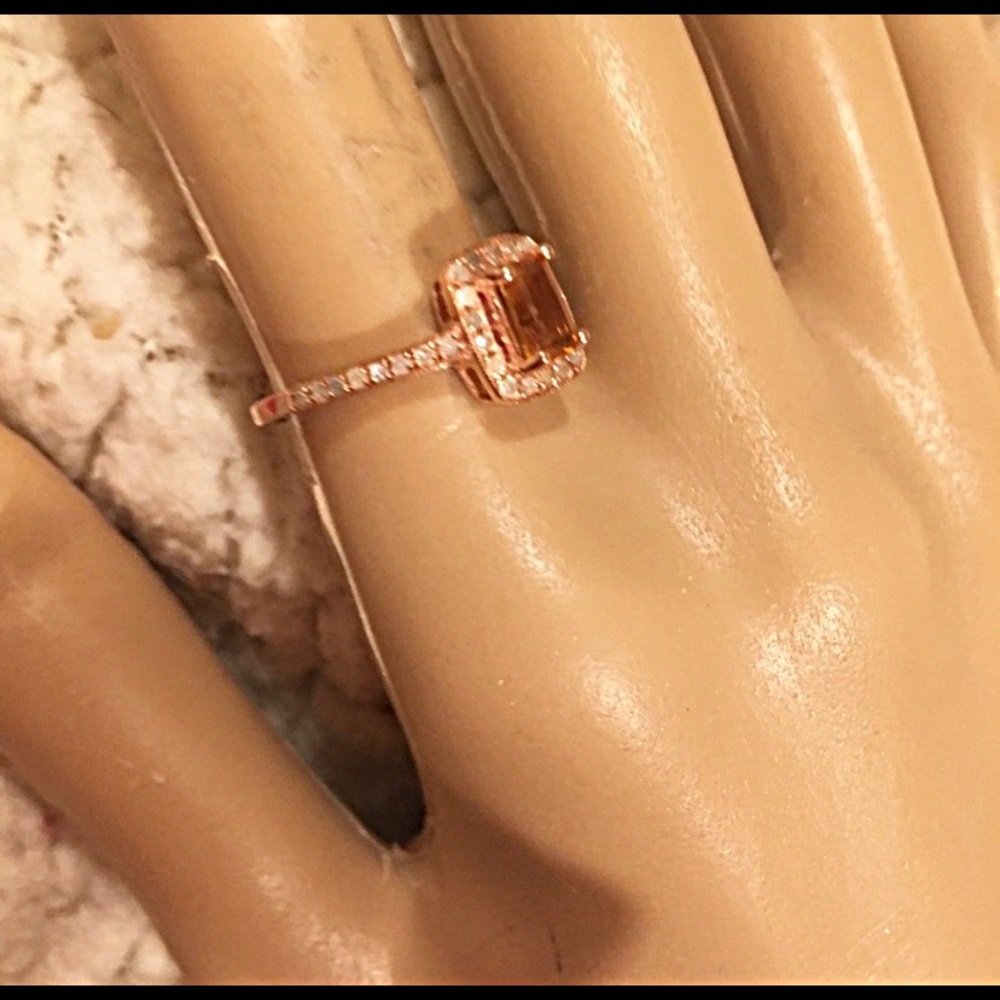 Citrine and Diamonds ring SZ 8 - Picture 4 of 8